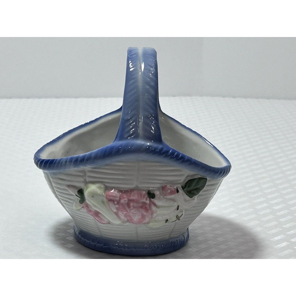 Vintage Small Blue & White Multicolor Fruit Ceramic Basket‎ Candy Dish - Picture 12 of 12